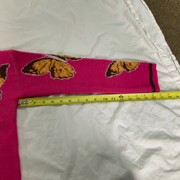 Cropped, Hooded, Zip Front Cardigan with Butterflies - Picture 7 of 11